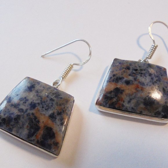 Earrings Sodalite 925 Sterling Silver Jewelry - Picture 2 of 8